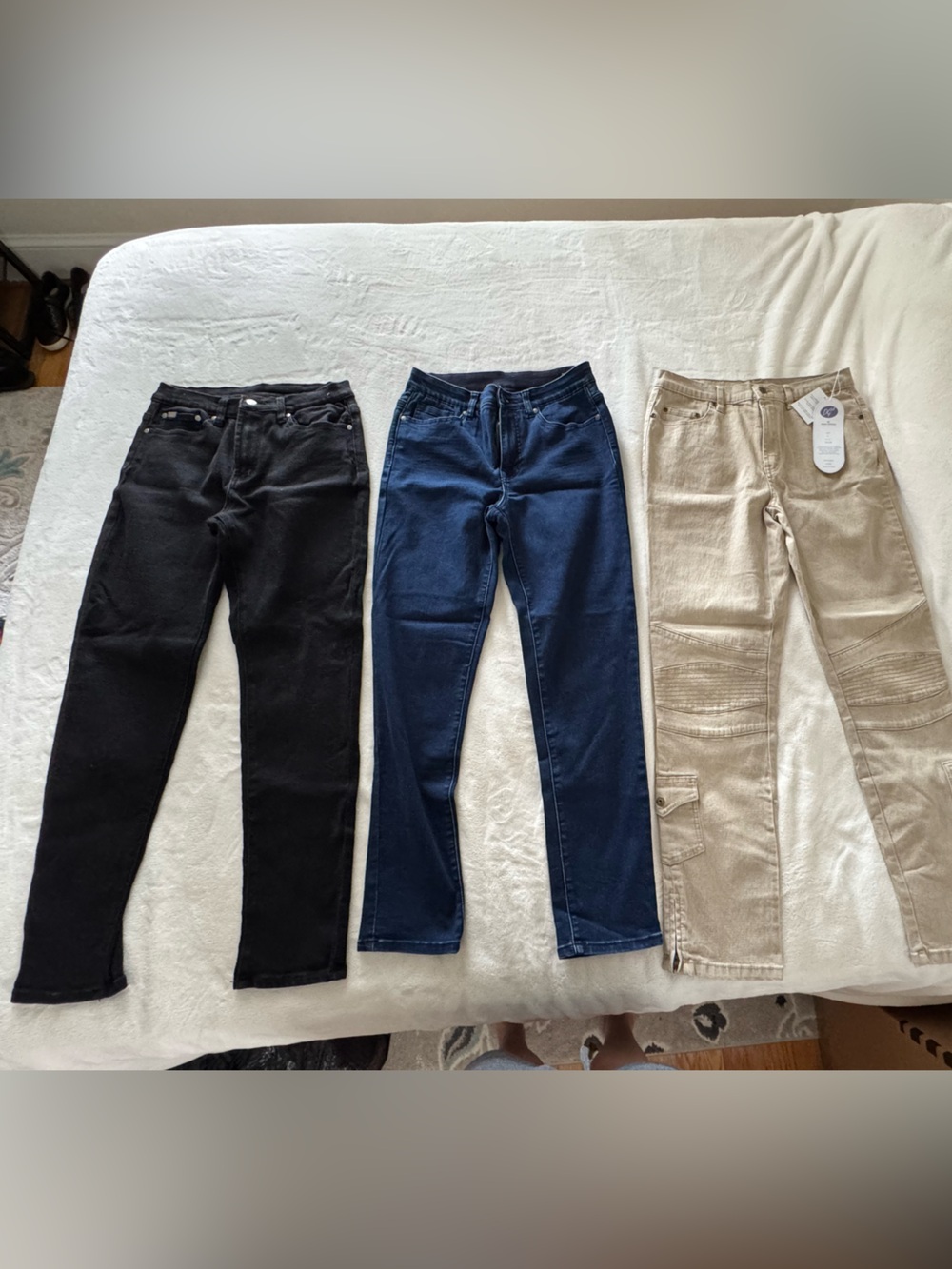3 Pairs - DG2 by Diane Gilman Jeans in Black, Navy & Beige